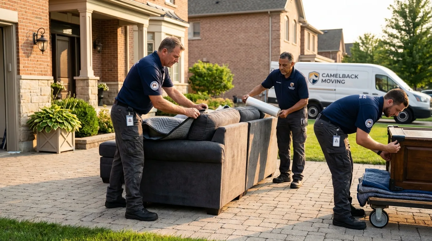 Large estate moving crew wrapping furniture in Jonesville, LA