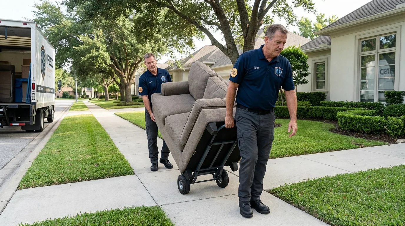 Local residential moving crew loading furniture in Jonesville, LA