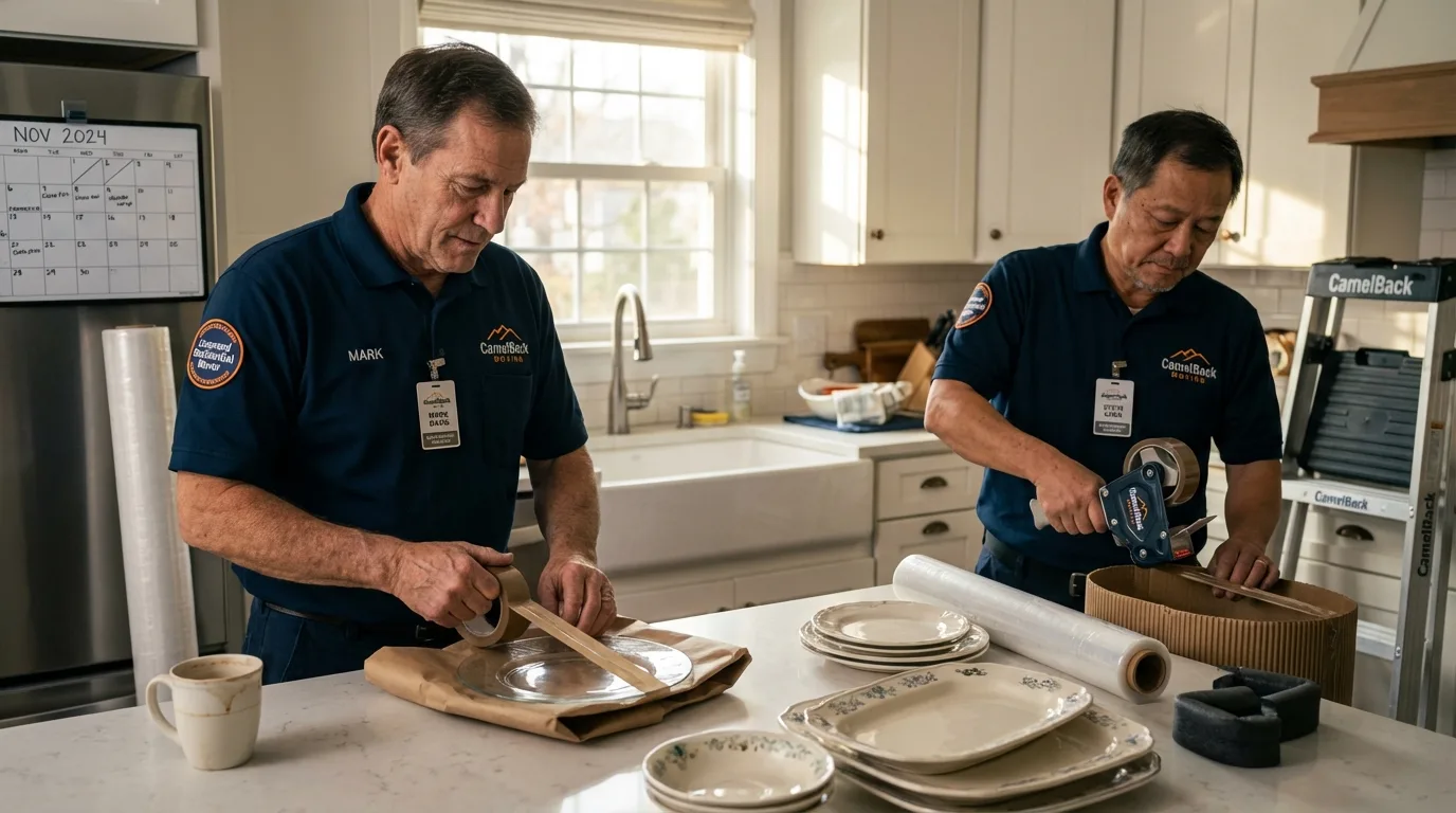 Professional crew packing kitchen dishware in Jonesville, LA